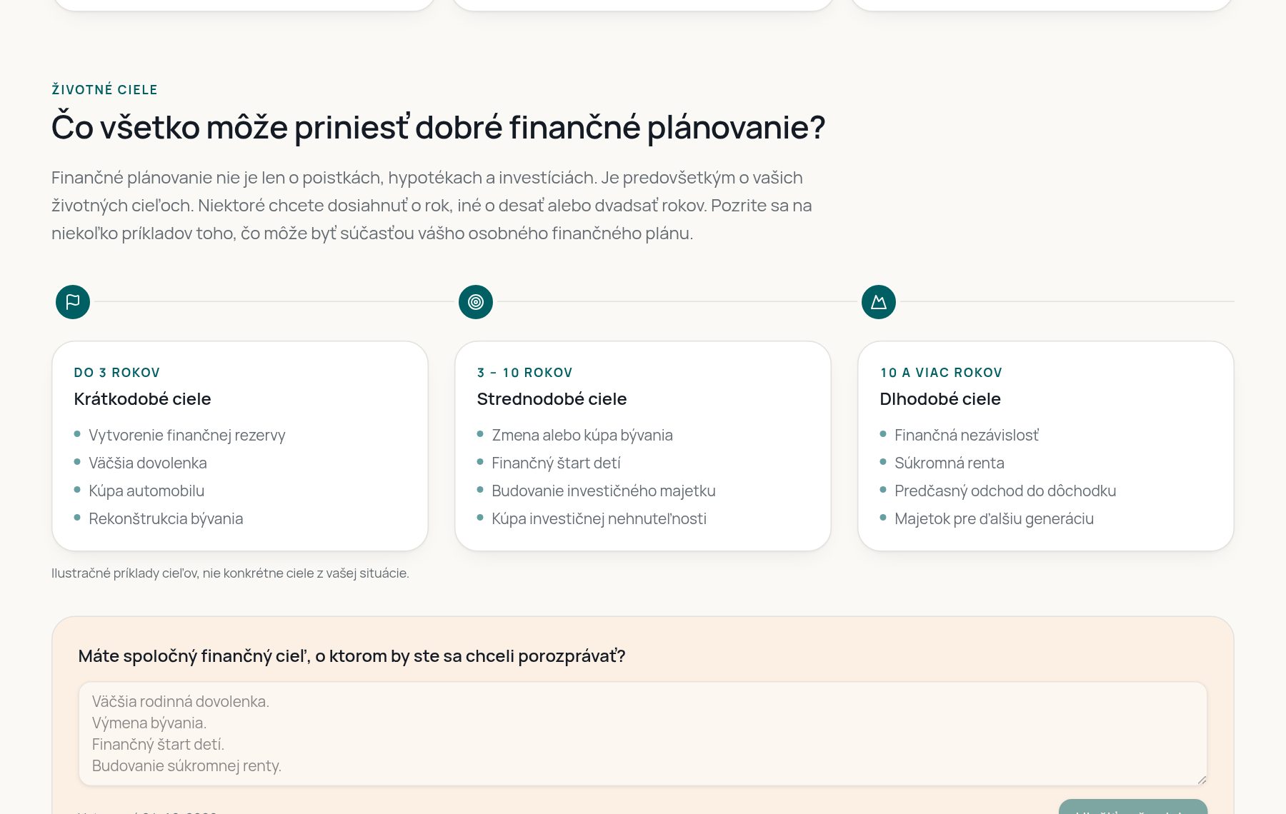 Ukážka: Finančné ciele